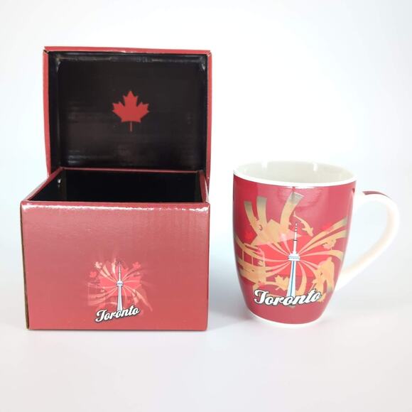 PCF Souvenirs 11 oz Red & White Toronto CN Tower China Mug Cup - New In Gift Box - Picture 1 of 15